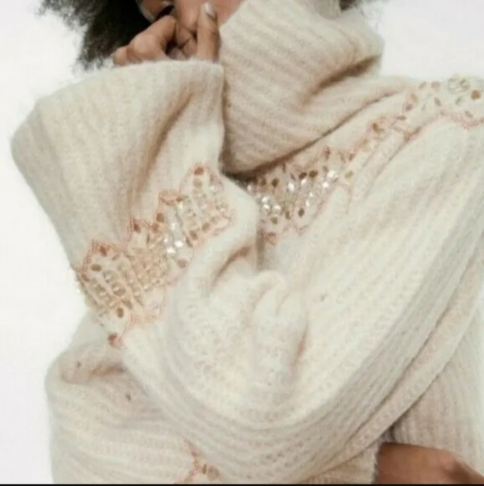 ZARA Limited Edition Embellished Mohair Wool Sweater NWT - Picture 3 of 10